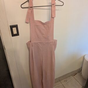 Pink Corduroy Wide-Leg Overalls Large